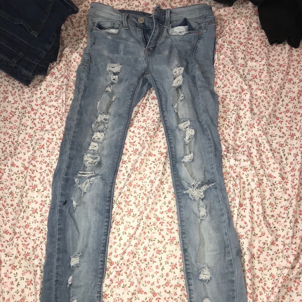 Light Blue Ripped Low Rise Jeans